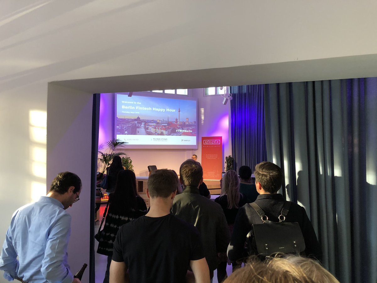 135BGR's tweet photo. Physical events are dead? Don’t think so. 
Great to have a joint night of #greentech and #fintech startups here at Spielfeld.
 #twiftberlin #meetandgreen @StartupVerband @EarlybirdVC @YapilyLtd @LarsMarkull https://t.co/4usOurk0tN