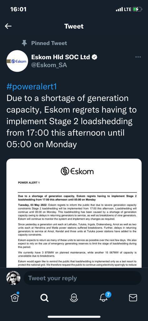 PrevenAppalsamy's tweet photo. @CityPowerJhb Same whatsapp group. @Eskom_SA says (any) Monday @CityPowerJhb says 3pm? I really shouldn't expect better #Loadshedding  #eskom  #fail @MYANC https://t.co/qZtnzgT3c0