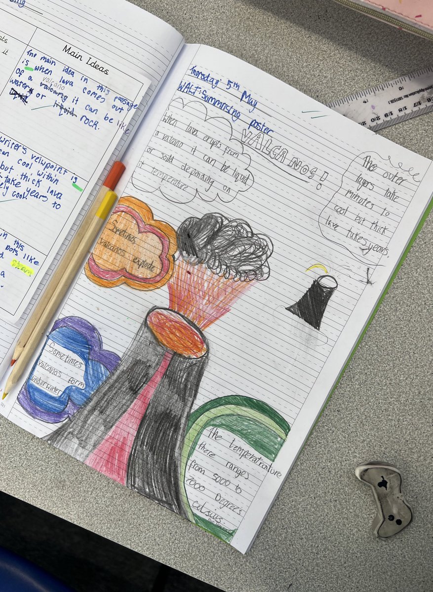 MeadowsideCedar's tweet photo. Year 4 used their summarising knowledge and created a poster about volcanoes. #Talk4Reading #MeadowsideReading @PieCorbett @MissP_xox https://t.co/986BJ3EjA2