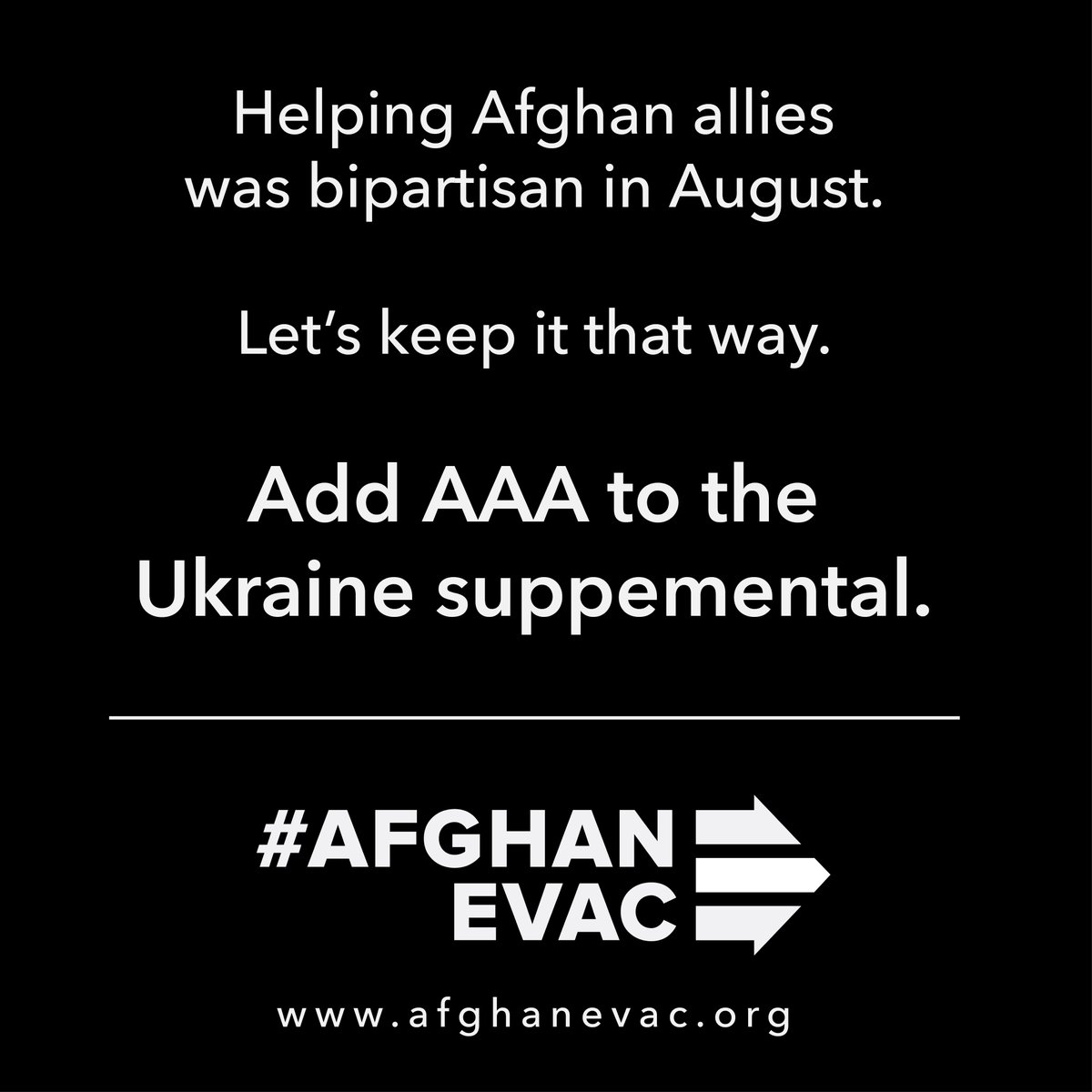 We must keep our promises to our #Afghan allies. 

<a href="/TrumanProject/">Truman Project</a> urges Congress to #StandWithVeterans and swiftly pass the #AfghanAdjustmentAct in the Ukraine supplemental to ensure that newly-arrived Afghans have a secure path forward in the US.