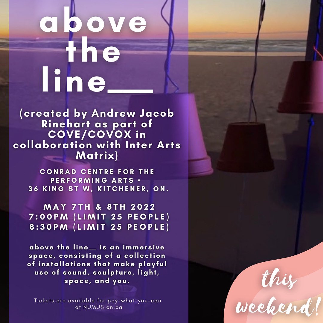 NUMUSConcerts's tweet image. Only a couple days left until “above the line___” at the Conrad Centre for the Performing Arts @TheConradCentre 

Be sure to grab your tickets in advance at the link in our bio! 

#NUMUS #newmusic #waterlooregion