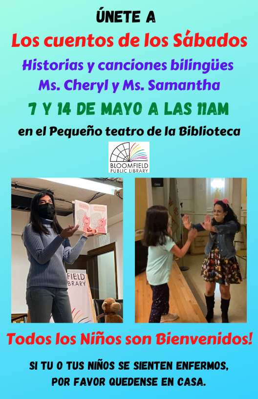 BPLnj's tweet photo. Join us this Saturday for one of our last Spanish Storytimes before we break before summer reading 🌞
.
.
#bplnj #bloomfieldlibrary #bloomfieldnj #childrenslibrary #childrensprogramming https://t.co/SHt6xZPFyZ