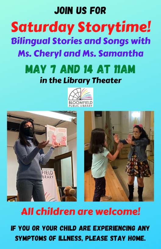 BPLnj's tweet photo. Join us this Saturday for one of our last Spanish Storytimes before we break before summer reading 🌞
.
.
#bplnj #bloomfieldlibrary #bloomfieldnj #childrenslibrary #childrensprogramming https://t.co/SHt6xZPFyZ