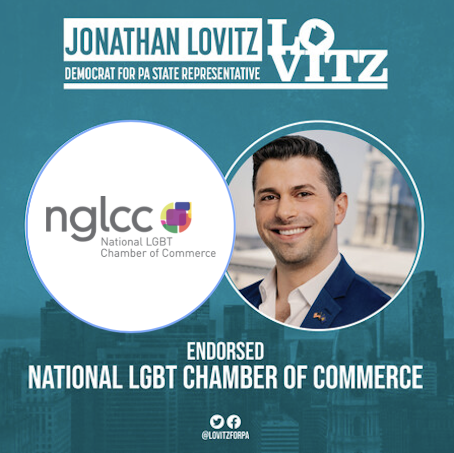 NGLCC's tweet photo. The @nglcc is proud to ENDORSE Jonathan Lovitz for PA House (@LovitzForPA)
"He's ready to lead on day one, and the people of Philadelphia will be lucky to have him fighting for them in Harrisburg." -President Justin Nelson
https://t.co/NCRNVGFPcw #LovitzForPA #LGBTbiz https://t.co/levDCOtC6p