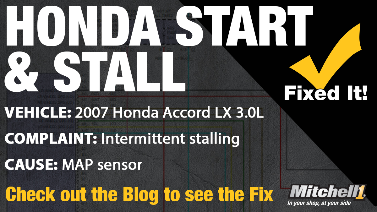 Mitchell1's tweet photo. 🚨🛠️ The latest #SureTrack #RealFix is here: HONDA START &amp; STALL What do you do when your customer's 2007 #Honda #Accord LX 3.0L starts &amp; stalls intermittently? Check out how the technician came to this fix here: https://t.co/ZMwz4mFnM6 https://t.co/Xx6cICkbsK