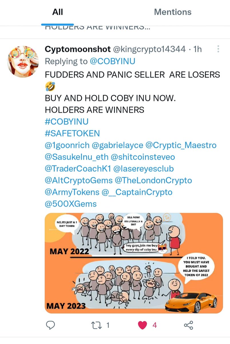 COBYINU's tweet photo. This happens in reality🤣❤️
Buy and hold and dont mind the fudders🔥 https://t.co/7dOOUlQd5r