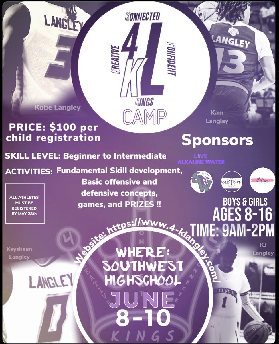 4klBrand's tweet photo. We are proud to announce that we will be hosting our first annual 4KL Basketball Camp this summer ! We are extremely appreciative of Southwest Guilford High School for allowing us to return to the gym and community that helped shape the athletes we all are today. See you There!!! https://t.co/wrsCqXXSVQ
