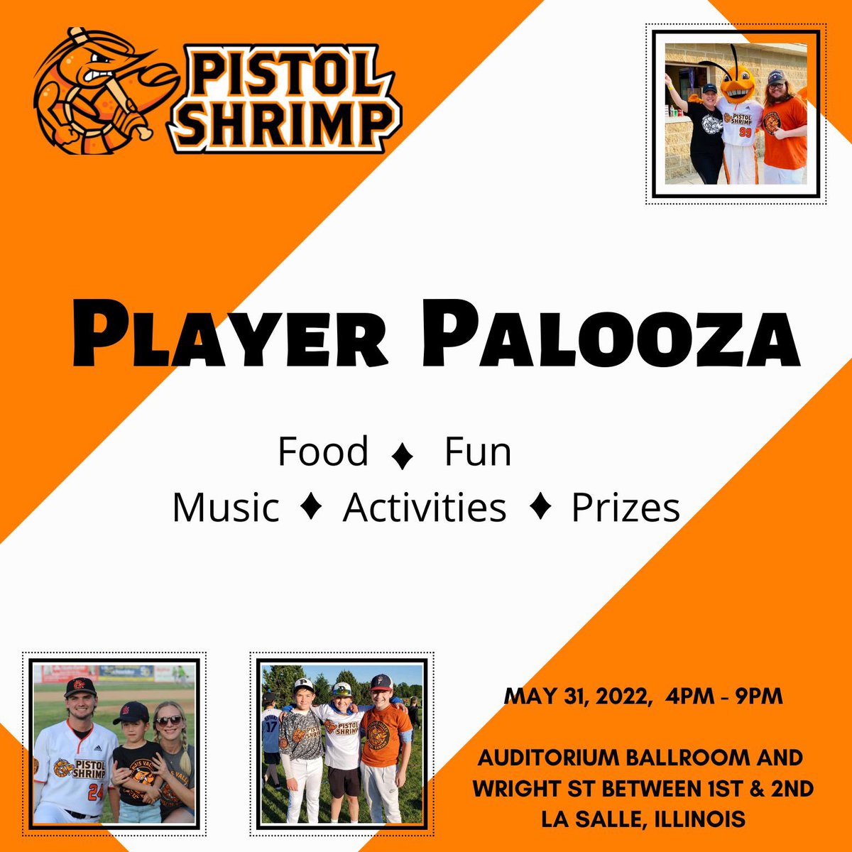 PShrimpBaseball's tweet photo. Meet the Players &amp; SouthClaw for a fun night of food, music, giveaways, dunk tank, face painting, bounce house, activities, prizes and more! Live broadcast on @classichits106 @walls102 @qhitmusic May 31, 4-9 pm in LaSalle!   #feartheclaw #playerpalooza #shrimpparty https://t.co/En1M1fA7PJ