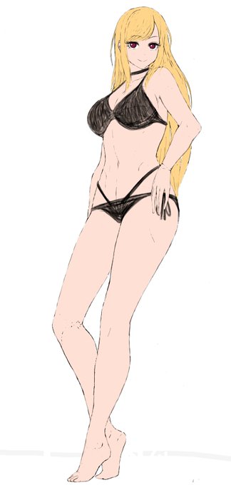 顔統一して描き続けるのって難しいなと思いつつも、下絵までマリンちゃん到達しました。
I thought it was difficult to keep drawing with a unified face, but I reached Marin Kitagawa up to the rough sketch. 