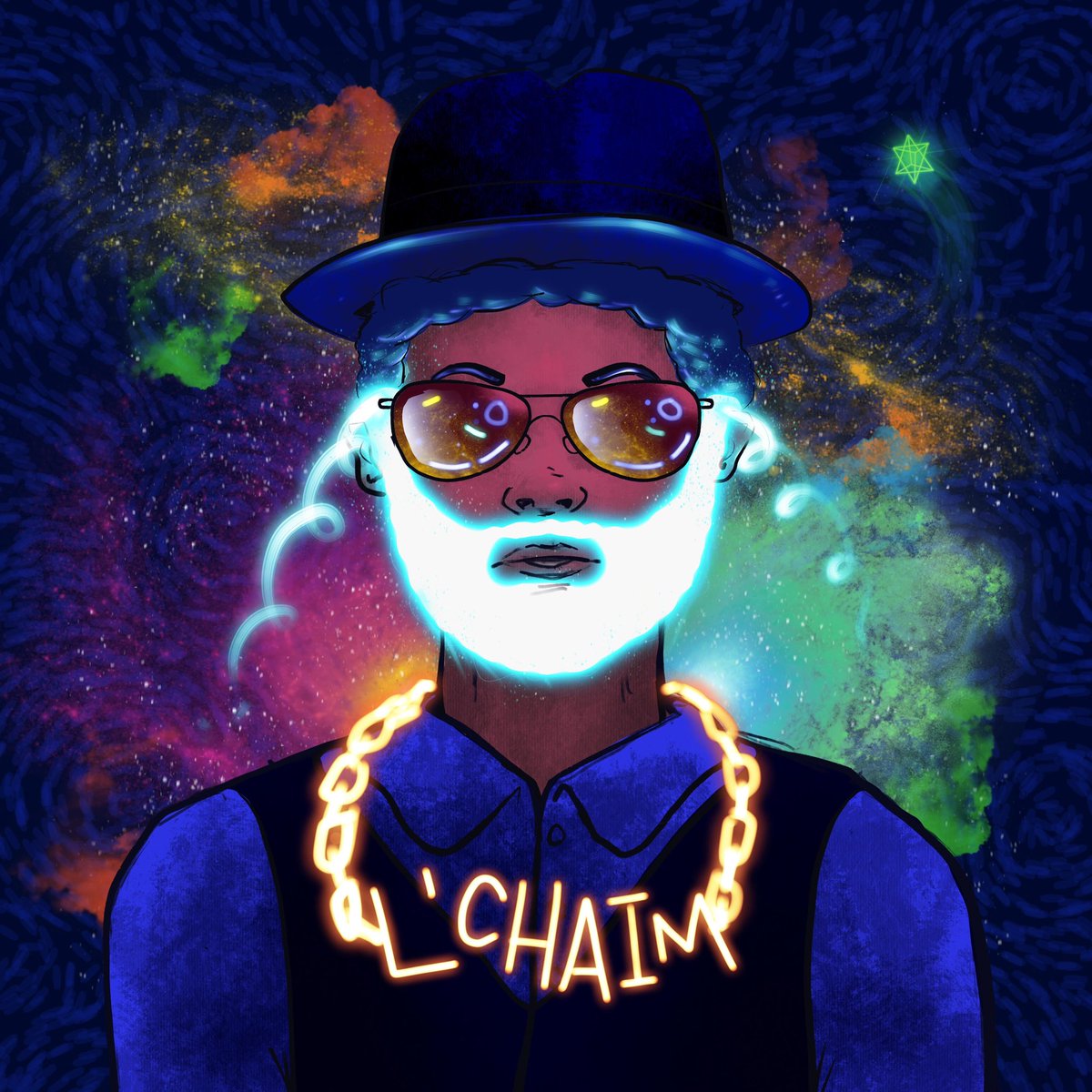 (2/3) 
TKC X Mike Wirth Light Beard Ohr Shlagen
_

The Kiddush Club NFT has partnered with visual artist <a href="/mikewirth/">Mike Wirth | משה בן המדבר</a> !

Mike is a visual artist, graphic designer. His art beams us into a fantastical neon-lite future using digital painting tools and Jewish storytelling.