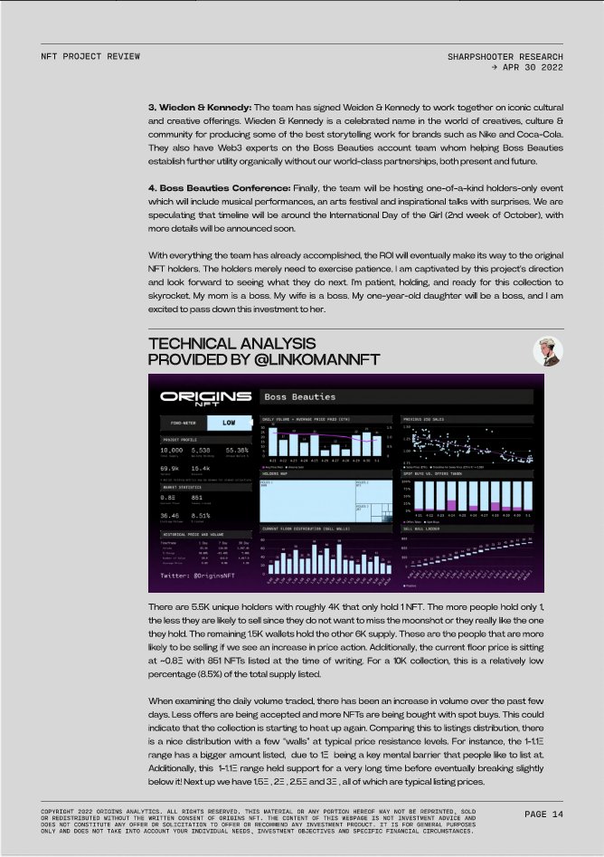 DavidMCarbajal's tweet photo. The full report is now available to the public and can be found on the @OriginsNFT Twitter account!.. Here is the extracted @BossBeautiesNFT portion. Enjoy :) https://t.co/4YikuWF9ux