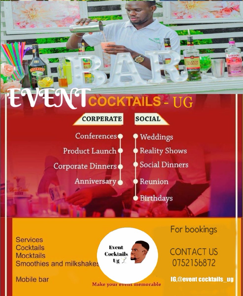 CocktailsUg's tweet photo. Dm or call
0752-156-872  for our services https://t.co/newGzk0rPM