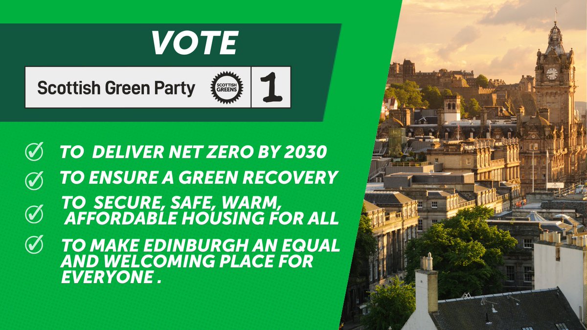 EdinburghGreens's tweet photo. There's still time to vote for a more equal, #GreenEdinburgh where everyone can afford to live, work and enjoy all our capital city has to offer.
Make your first preference vote for your Scottish Green Party candidate before polls close at 10pm tonight https://t.co/hJm1GabMtO