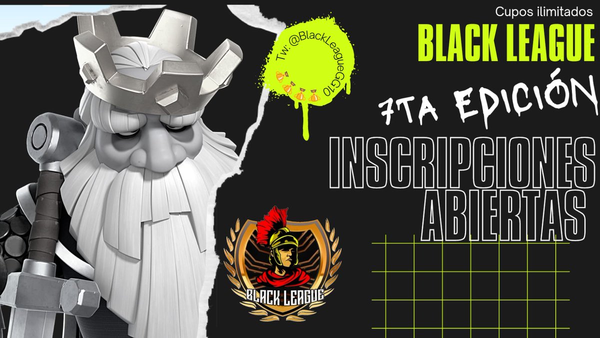 Black League (@blackleague01) on Twitter photo #CR | #ClashRoyale
¡Inscripciones Abiertas!
🏆Regresamos con nuestra 7ma edición por equipos l!!!🏆
Cupos ilimitados👤
Eliminación Directa
🛑Requisitos:
- seguirnos
Seguir a
-<a href="/Dark_VegettoCR/">✨Osito💞™✨🐻🧸</a>
-<a href="/MNicole281/">WL Nicole</a>
-<a href="/BlackLeague01/">Black League</a>
-Dar rt🔁 y fav❤️
-Etiquetar 2 equipos
mandar pruebas a🔻 #CR | #ClashRoyale
¡Inscripciones Abiertas!
🏆Regresamos con nuestra 7ma edición por equipos l!!!🏆
Cupos ilimitados👤
Eliminación Directa
🛑Requisitos:
- seguirnos
Seguir a
-<a href="/Dark_VegettoCR/">✨Osito💞™✨🐻🧸</a>
-<a href="/MNicole281/">WL Nicole</a>
-<a href="/BlackLeague01/">Black League</a>
-Dar rt🔁 y fav❤️
-Etiquetar 2 equipos
mandar pruebas a🔻