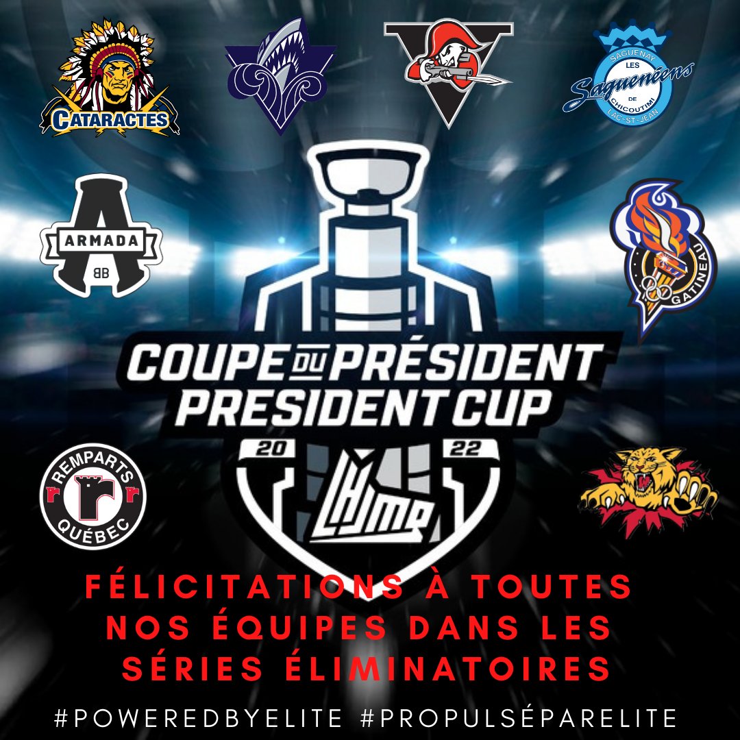 Félicitations aux sept équipes utilisant le système Élite dans la LHJMQ qui participent aux séries éliminatoires. Bonne chance à tous!! #poweredbyelite #JusquauBut #BleedBlack #deQuébecPourQuébec #gosagsgo #GoNicsGo #GoWild #goOLgo #qmjhl
