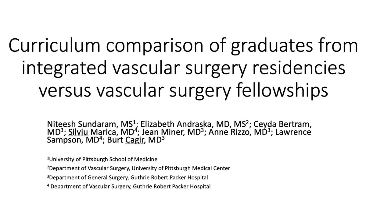 APDSurgery's tweet photo. "Curriculum Comparison of Graduates from Integrated Vascular Surgery Residencies versus Vascular Surgery Fellowships"

#APDSpapers #SEW2022

@niteeshsun https://t.co/SIzozZDVgk