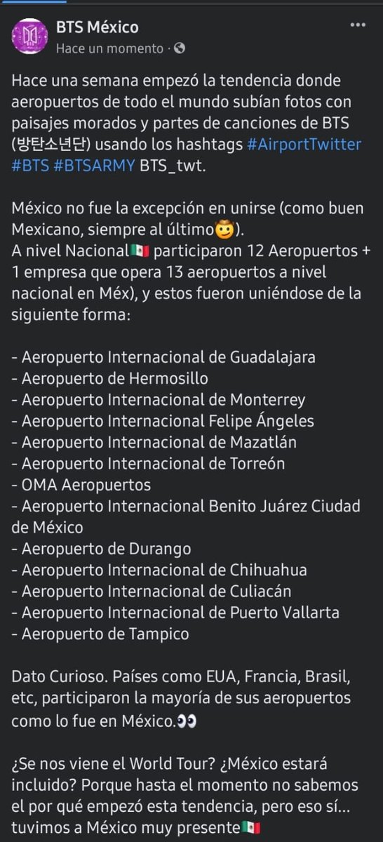 BTSARMY_MXCO's tweet photo. #AirportTwitter #BTS #BTSARMY #BTSMexico #MexArmy #BTS_IN_MEXICO 🇲🇽💜✈️ https://t.co/ORh3j6NCxx