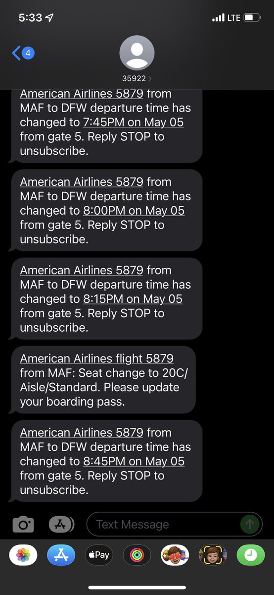 Flight was scheduled for 6:15 out of Midland… last time flying <a href="/AmericanAir/">americanair</a>
