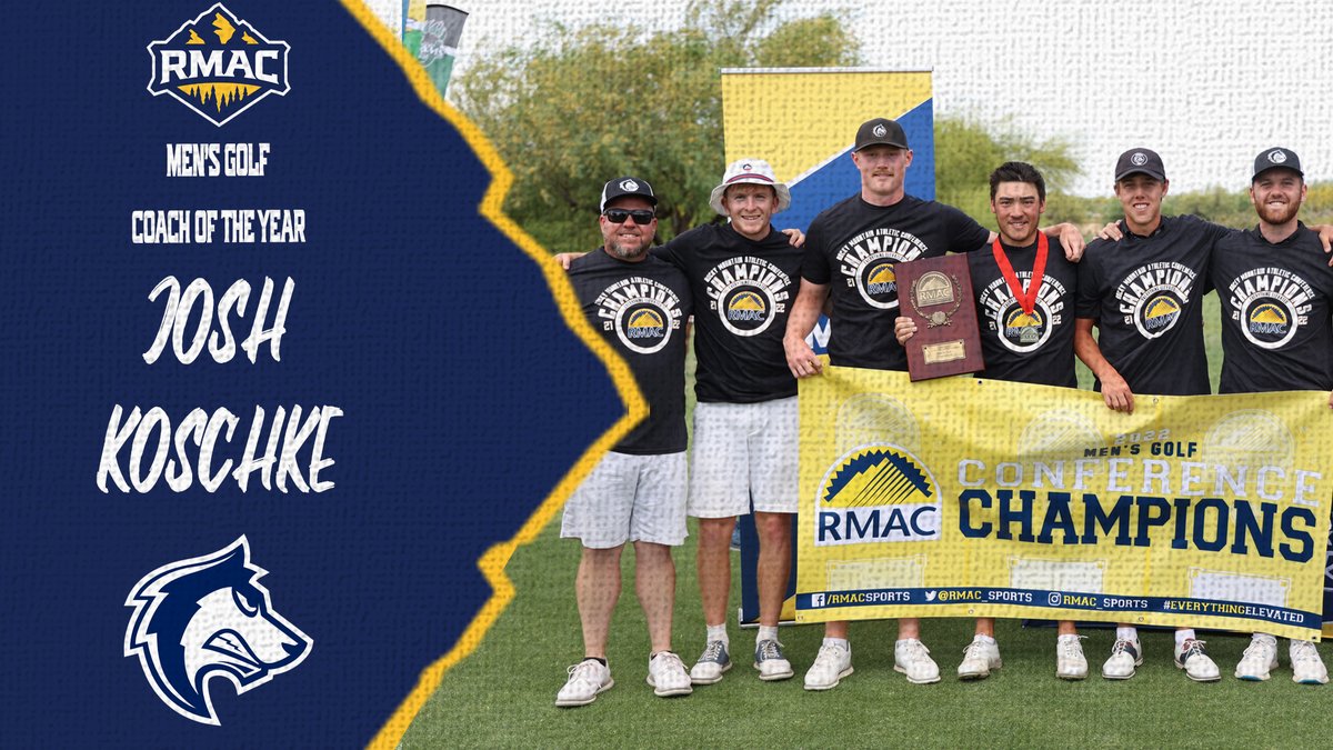 RMAC_SPORTS's tweet photo. CSU Pueblo head coach Josh Koschke is the #RMACmgolf Coach of the Year after leading his team to a dominant victory at the RMAC Championship and a No. 3 seeding at this week's West/South Central Regional!

#BackThePack | #EverythingElevated https://t.co/IsYMOFZcBJ
