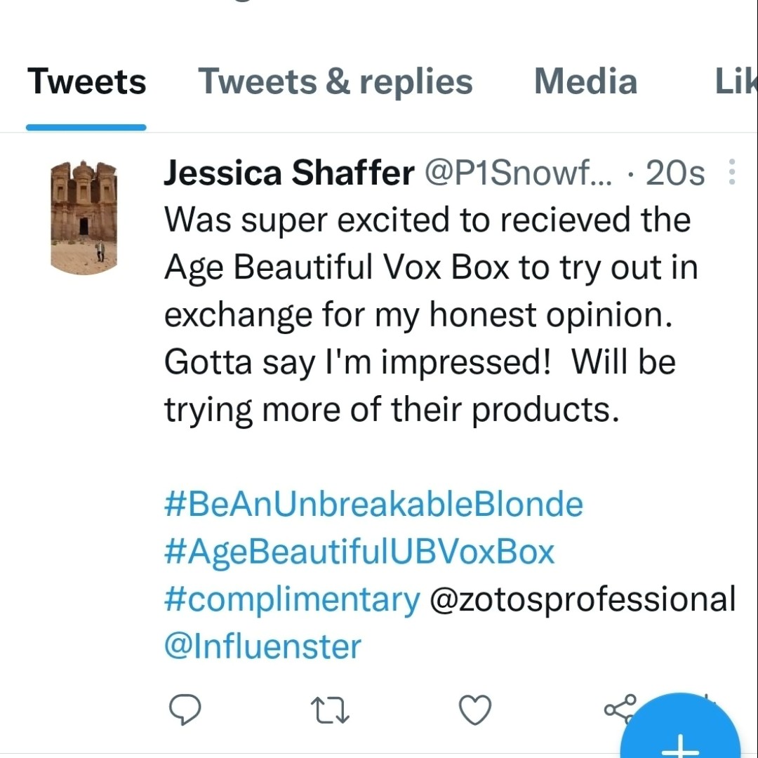 P1Snowflake's tweet photo. Was super excited to recieved the Age Beautiful Vox Box to try out in exchange for my honest opinion.  Gotta say I'm impressed!  Will be trying more of their products.

#BeAnUnbreakableBlonde #AgeBeautifulUBVoxBox #complimentary @zotosprofessional @Influenster https://t.co/xtdKOnHDBh