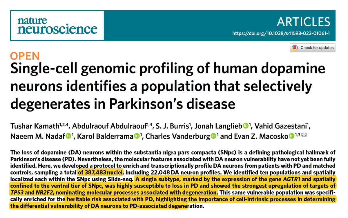 EricTopol's tweet image. A triumph for single cell nuclei sequencing: determination of a specific type of cell underpinning Parkinson&apos;s disease nature.com/articles/s4159…
nature.com/articles/s4159…
@NatureNano