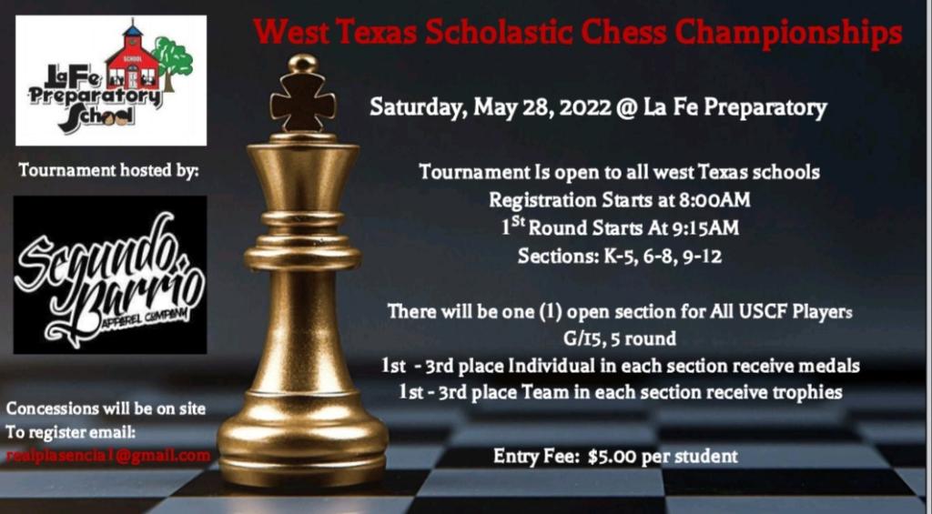 LaFePreparatory's tweet photo. Please join us in our first chess tournament May 28, 2022 here at La Fe Preparatory School! ♟ ⭐️ @LaFePreparatory https://t.co/H3ljRXWwcu