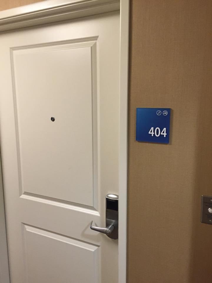 bscholl's tweet photo. Couldn’t find my hotel room last night. Then, I tried room 403 and my key didn’t work. Finally they moved me to room 200 and everything was OK. #httpnerd https://t.co/H6f81r8KG1