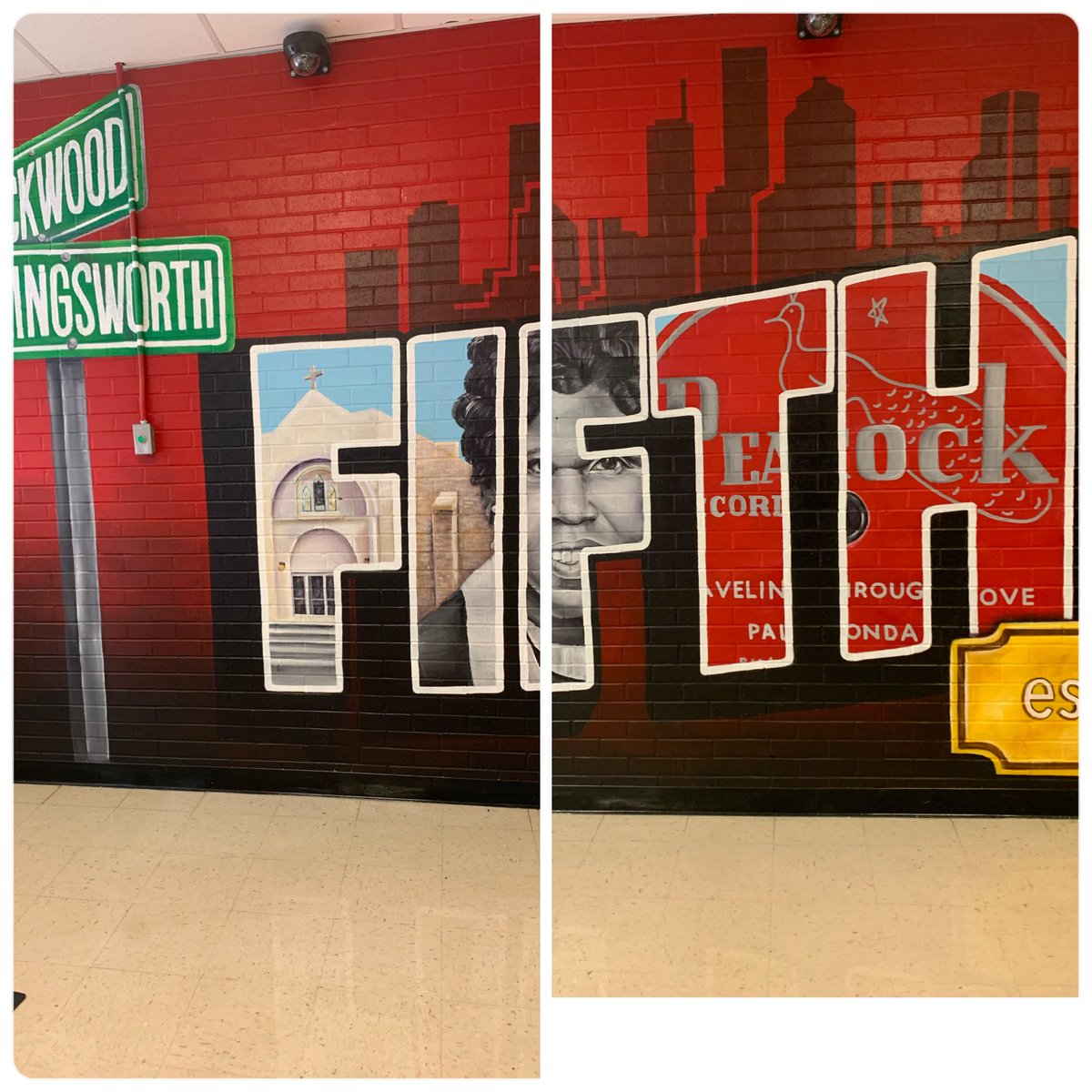 TBradleyMurals's tweet photo. Fifth Ward Mural DONE!!! I was super excited to start this mural & so happy w/ the result! The response from the kids, staff (past & present) & community have been amazing. Thank you so much @flemingvikings @yolandabruce01 & @drdlewis1 for this opportunity! …now for floor #3! https://t.co/XXOtgBNqN8
