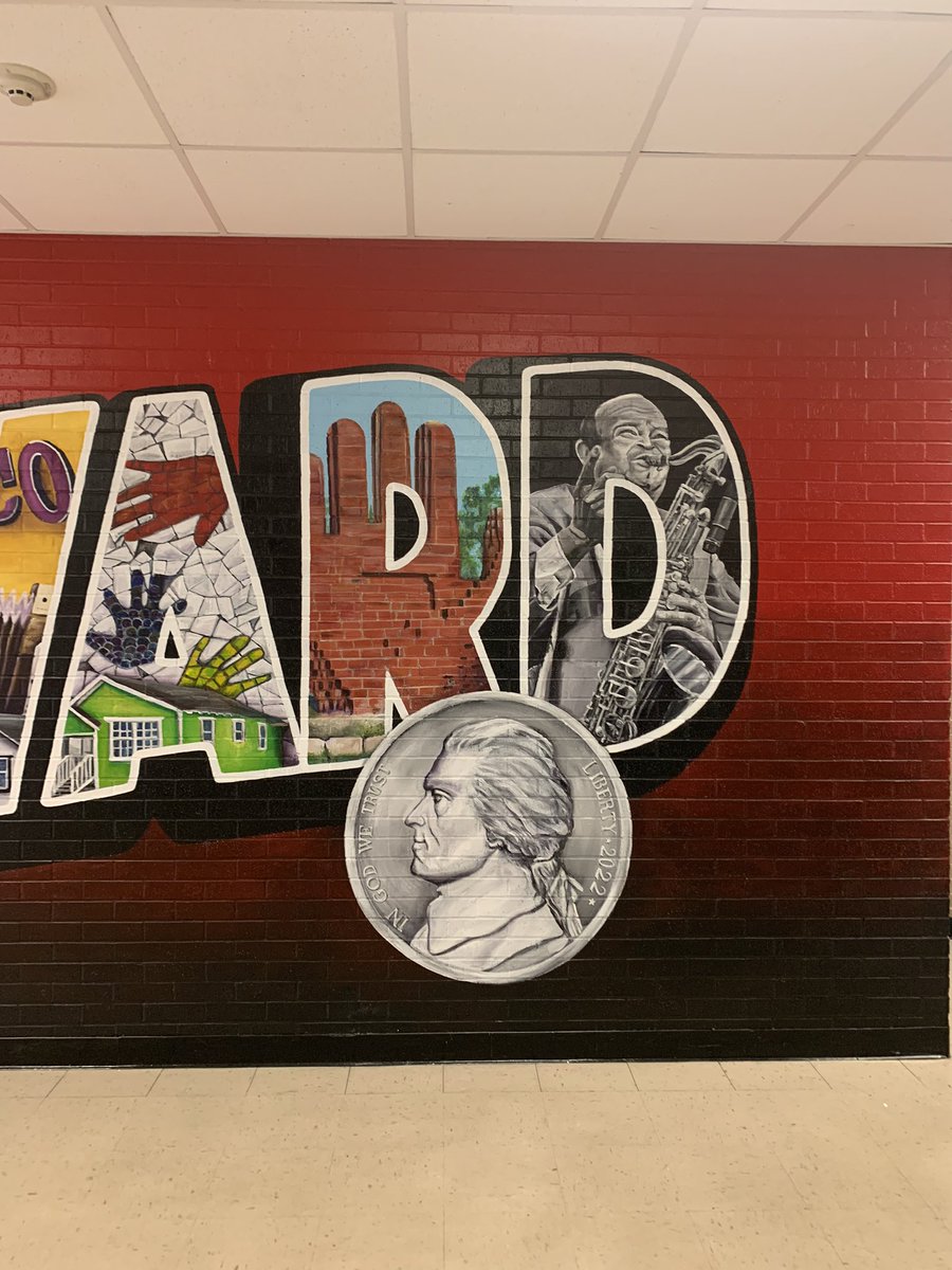 TBradleyMurals's tweet photo. Fifth Ward Mural DONE!!! I was super excited to start this mural & so happy w/ the result! The response from the kids, staff (past & present) & community have been amazing. Thank you so much @flemingvikings @yolandabruce01 & @drdlewis1 for this opportunity! …now for floor #3! https://t.co/XXOtgBNqN8