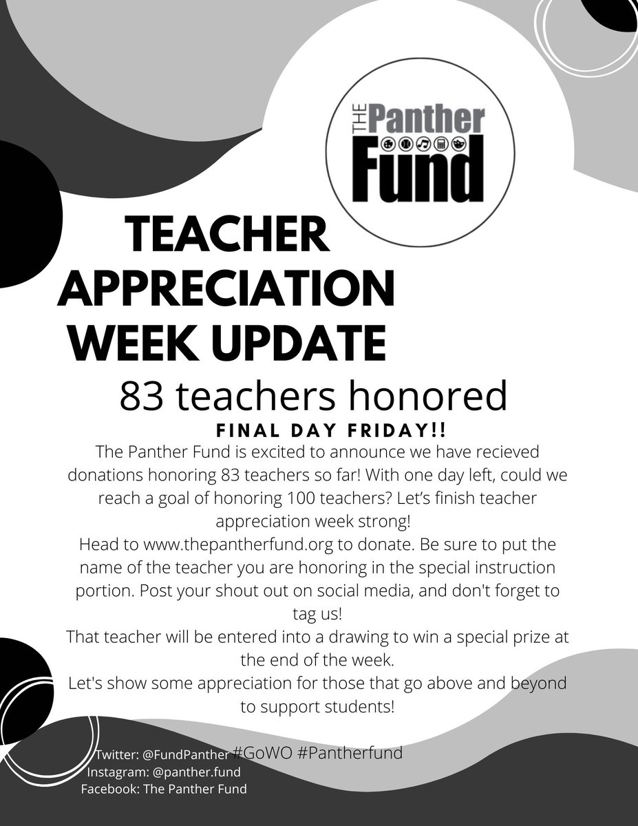 83/100 with one day left, let’s honor some more teachers!! We love seeing your shout outs, don’t forget to tag us!