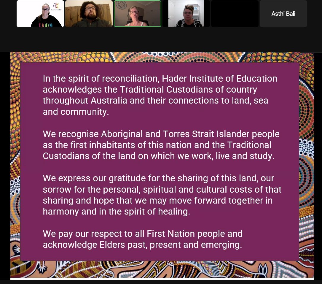 haderinstitute's tweet photo. In the spirit of reconciliation, Hader Institute of Education acknowledges the Traditional Custodians of country throughout Australia and their connections to land, sea and community. 

#haderinstitute #reconciliation #mentalhealth #AOD #onlinecourse https://t.co/2DUhl64IuB