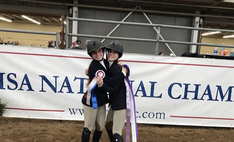 Hugs for a successful day at the <a href="/rideihsa/">IHSA</a> National Championships! Raegan Olson placed 7th in Individual Limit Fences while Lilly Bove placed 15th in Individual Open Flat! #WeAreSHU 

🔗: bit.ly/3sf4zdP