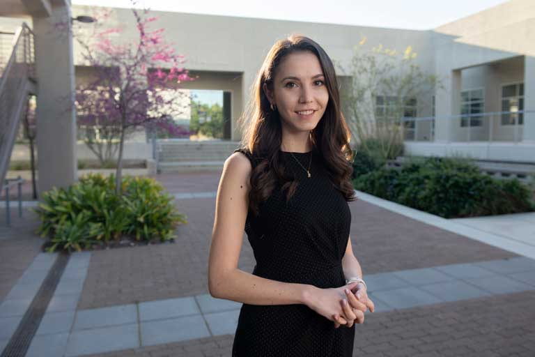 Celebrating #IamUCI grads who are the leaders of tomorrow. Andreea Dinicu, MD, MPH, @UCIrvineSOM, is headed to Cleveland Clinic for her OB/GYN residency, where she will continue to address disparities associated with gynecological cancers -  bit.ly/3KI6Cxq