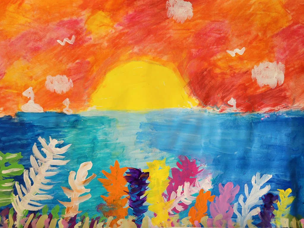 JuliaGoggi's tweet photo. Grade 5 creating artwork based on the style of Claire West. Landscapes in whimsical colors with highly stylized details. Chalk pastel with liquid starch fixative &amp; tempera. #processbasedart #k12art @WPSSicomac https://t.co/1tLUF98Ki3