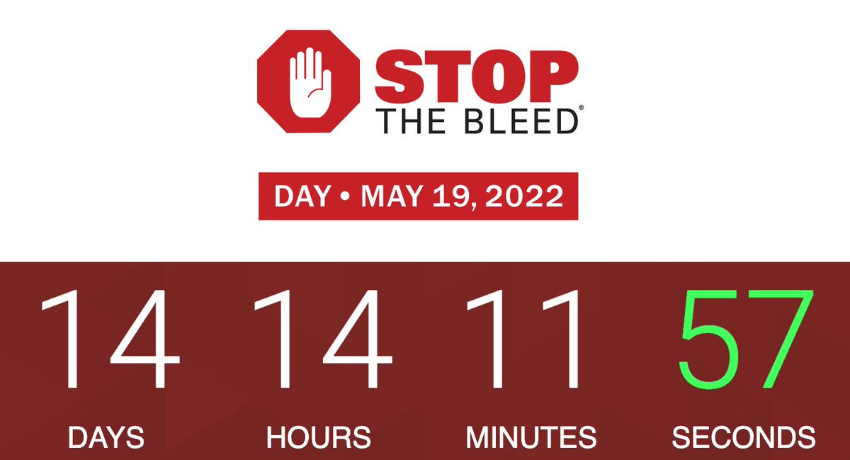 stopthebleedpro's tweet photo. It's STOP THE BLEED® Month and 2 weeks until STOP THE BLEED® Day, we celebrate all month long. Try teaching, take a class, form a club…it's easy to help and make a difference. Now is a great time to get involved! Visit https://t.co/fUZEYKNTJ6 #stopthebleed #savealife #stbd22 https://t.co/DMU7poMwsm