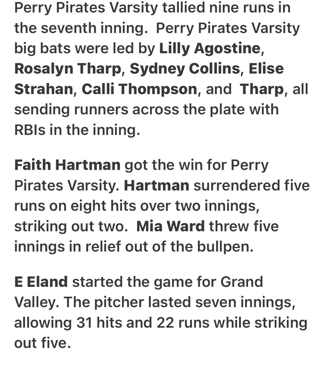 perryhssoftball's tweet photo. Pirates 🏴‍☠️ huge day at the plate by everyone in win. https://t.co/rVsoTQGAJo