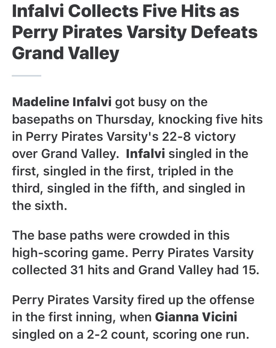 perryhssoftball's tweet photo. Pirates 🏴‍☠️ huge day at the plate by everyone in win. https://t.co/rVsoTQGAJo