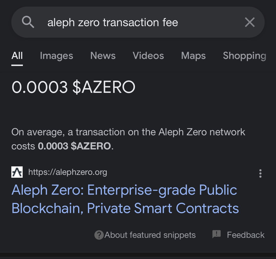 Aleph__Zero's tweet image. The fee for a simple $AZERO transaction is 0.0003 $AZERO and @Google knows it.