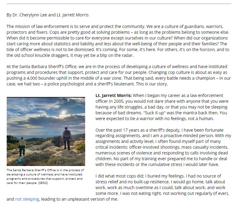 CounselingTeam's tweet photo. Check out this article written by our very own Dr. Cherylynn Lee and Lt. Jarrett Morris! https://t.co/41gZ1czvF5 https://t.co/TteCKH6Gbm