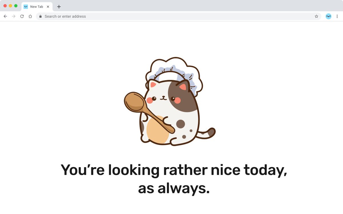 BeRatherNice's tweet photo. I'm back! How do you like our new chef? 

You can download our updated chrome extension to meet our new set of illustrations by going to https://t.co/5hdNJ3TunC https://t.co/671wEQvn4F