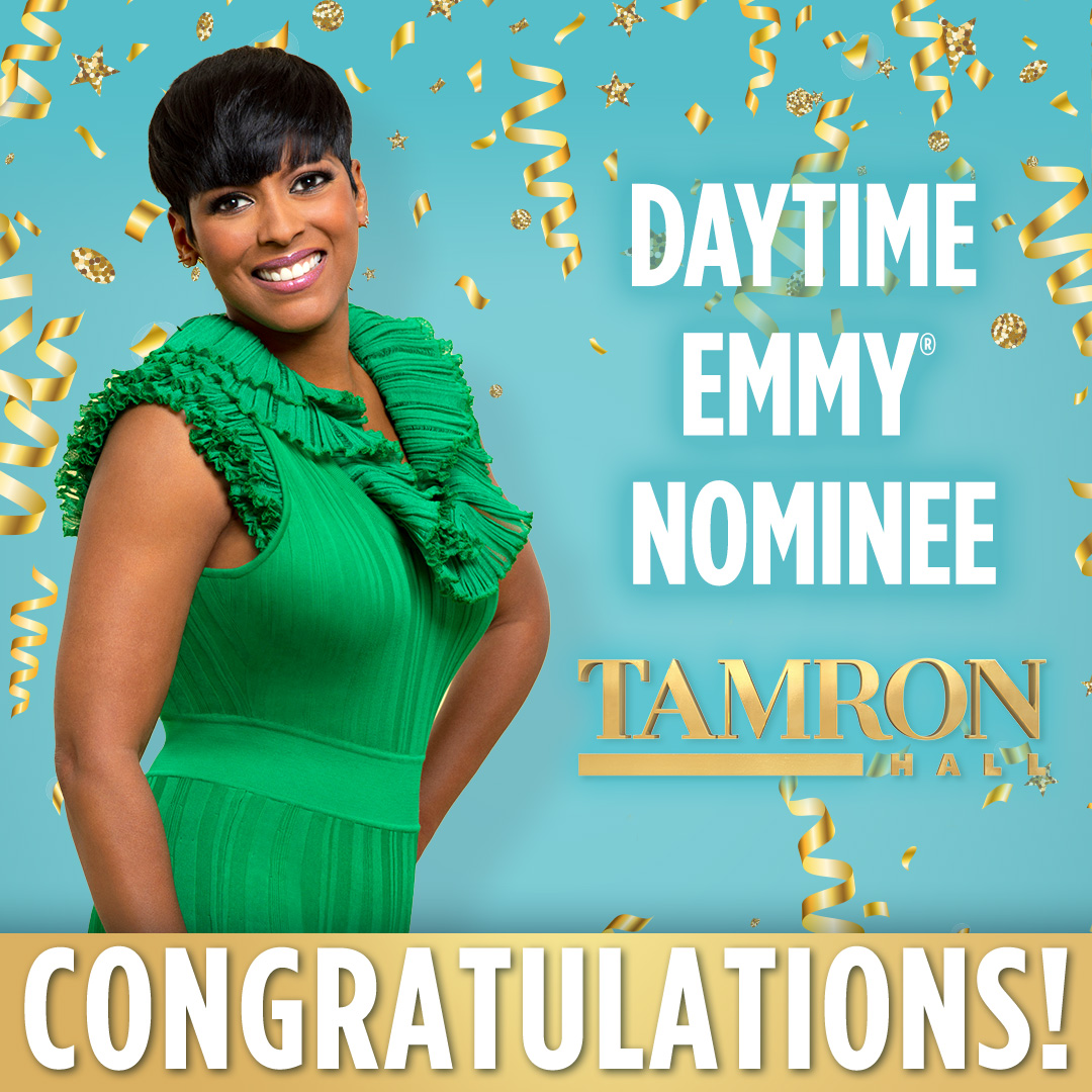TamronHallShow's tweet photo. We’re so thrilled to be nominated for FOUR Daytime Emmys:
Outstanding Informative Talk Show
Outstanding Informative Talk Show Host
Outstanding Art Direction
Outstanding Makeup

Thank you @daytimemmys!  We ❤️ Tam Fam -- We could not have done this without you! #DaytimeEmmys https://t.co/raUssGmTTS
