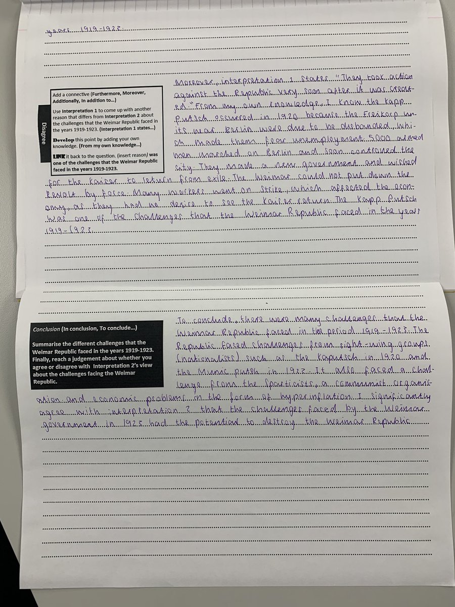 worcesterjonny's tweet photo. I use these sheets to help my students with the 16 mark question on the Germany paper. The first gets the pupils to focus on the interpretations, and the second helps the pupils structure their answer. If you’d like a copy, please click on the link https://t.co/J9lyywD7ux 👍 https://t.co/AzXwghaCzA
