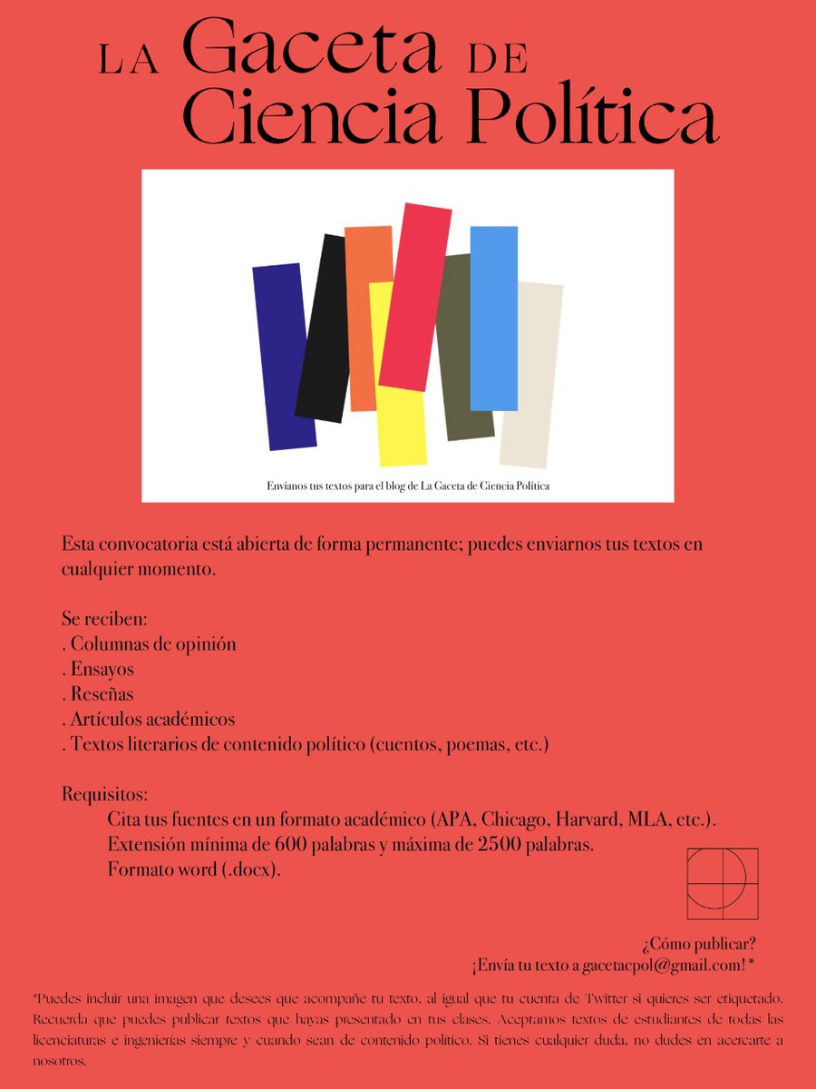 Convocatoria al blog 
¡Abierta de forma permanente!