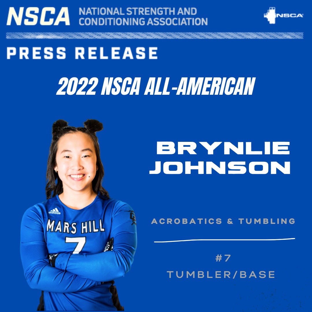 marshill_acro's tweet photo. Brynlie Johnson received the 2022 NSCA All-American Award for displaying exceptional attitude, effort, and attention to detail both on and off the mat. Brynlie currently holds the University’s relative squat record among all female student-athletes at MHU! @theNCATA @mhulions https://t.co/ceklBGNEtB