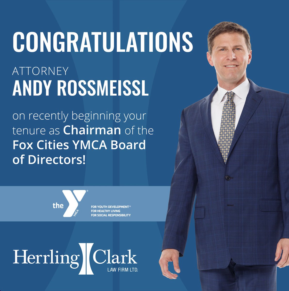 herrlingclark's tweet photo. Congratulations to #AttorneyAndyRossmeissl, who recently began his tenure as Chairman of the YMCA of the Fox Cities Board of Directors! Andy will hold this position for two terms, as the Board serves five Fox Cities YMCA branches. https://t.co/UB2tS494cw