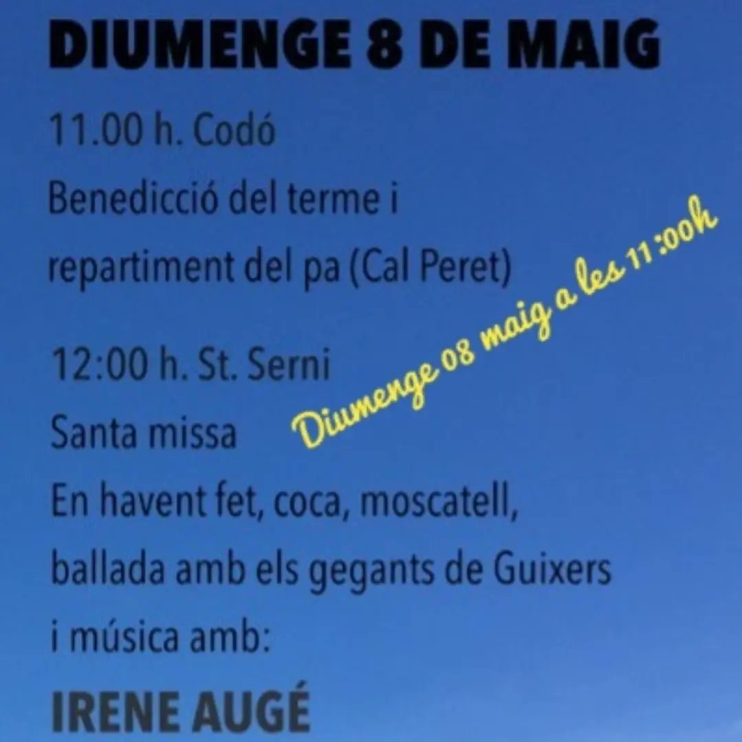 AGuixers's tweet photo. Tic, tac, tic, tac 💯❌️💯
FM Vilamantells 2022 🎉
#lluispinyot 🥳
#rubbersoultribute🎙🎶
#banddefesta 🎷🪘🎺
#trall 🎸🎸
#ireneaugep 🪗
#jordibruch 🎹
@bisbatsolsona ⛪️
#collageganteradeguixers 🎎
#calperet 🥖
#comissiodefestes 🌭🍺🥤
#caopsa
#mqueraltsala76 https://t.co/AR4vj79G2R