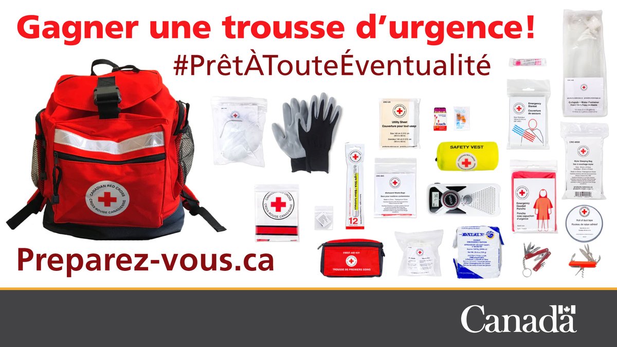 Securite_Canada's tweet photo. #Rappel : Partagez un conseil, une photo ou vidéo sur la façon dont vous vous préparez à une urgence pour courir la chance de gagner une #TrousseDUrgence! N’oubliez pas le mot-clic #PrêtÀTouteÉventualité! Détails : https://t.co/VXZcaWv64V https://t.co/EPTbQ7GwRt