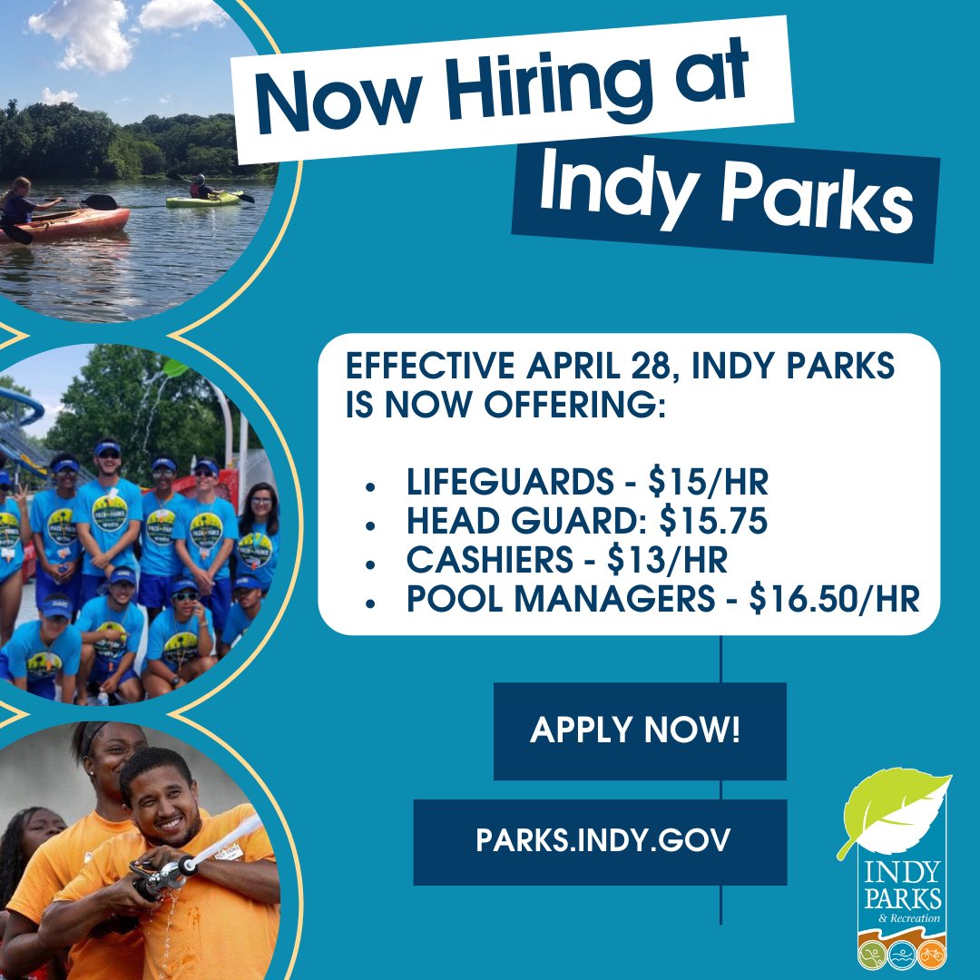 TeamAnnee's tweet image. Some wonderful summer job opportunities with our @IndyParksandRec team, you won’t want to miss out on! Let’s pack the parks this summer!