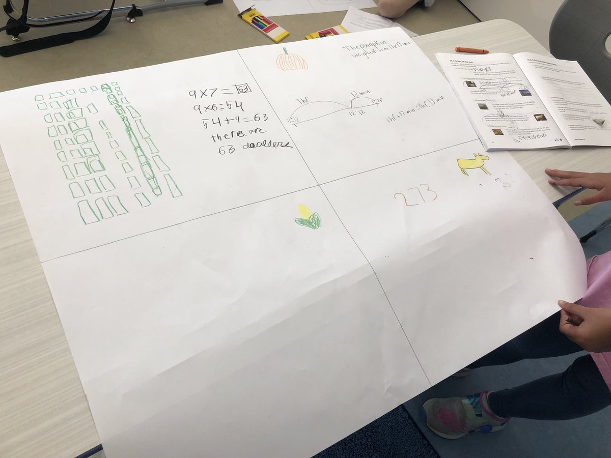dahazel77's tweet image. What do 3rd graders want to do after Math MCAS? When it’s an @IllustrateMath lesson about that day at the fair, more math! They were so excited to solve and show off their strategies by making posters.
