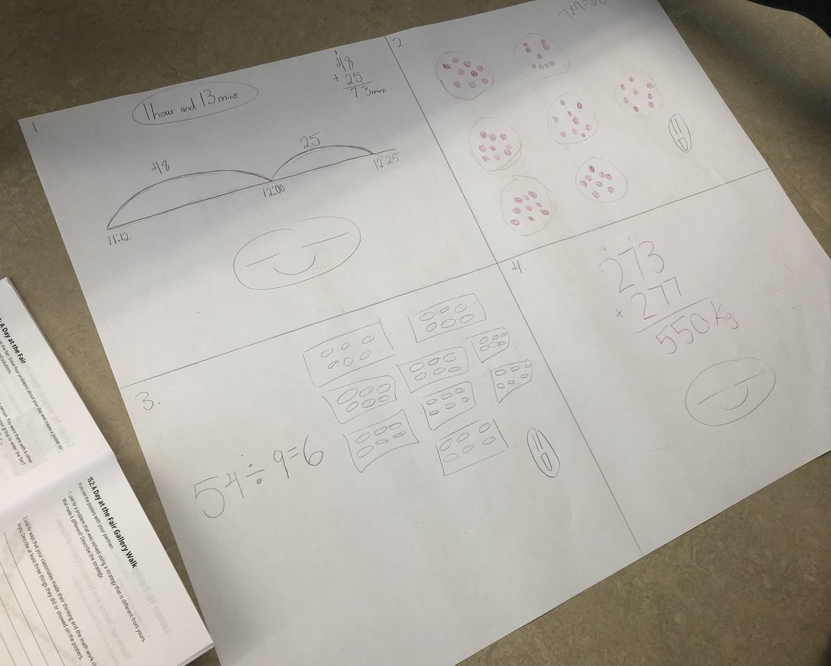 dahazel77's tweet image. What do 3rd graders want to do after Math MCAS? When it’s an @IllustrateMath lesson about that day at the fair, more math! They were so excited to solve and show off their strategies by making posters.